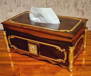 Casa Padrino caja de pañuelos barroco de lujo marrón oscuro / marrón / oro - Hecho en Italia