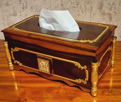 Casa Padrino caja de pañuelos barroco de lujo marrón oscuro / marrón / oro - Hecho en Italia