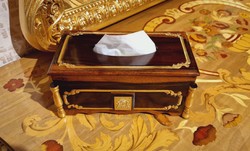 Casa Padrino caja de pañuelos barroco de lujo marrón oscuro / marrón / oro - Hecho en Italia