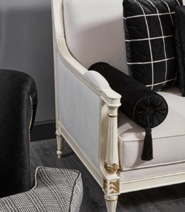 Casa Padrino Luxus Barock Sofa Weiß / Grau / Schwarz / Gold 260 cm - Barock Wohnzimmer Möbel