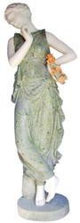 Casa Padrino sculpture décorative en marbre Art Nouveau dame vert / blanc / orange H. 150 cm