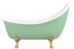 Freistehende Jugendstil Retro Stil Badewanne Hellgrün Weiß Gold