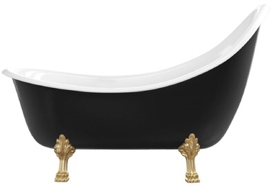 Casa Padrino baignoire Art Nouveau noir / blanc / or 180 cm - Baignoire autoportante style rétro