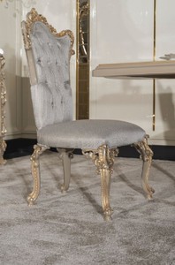Casa Padrino Luxus Barock Esszimmer Set Silber / Grau / Gold - 1 Barock Esstisch & 8 Barock Esszimmerstühle