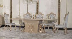 Casa Padrino ensemble de salle à manger baroque de luxe argent / gris / or - 1 Table à manger baroque & 8 Chaises à manger baroques