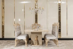 Casa Padrino ensemble de salle à manger baroque de luxe argent / gris / or - 1 Table à manger baroque & 8 Chaises à manger baroques