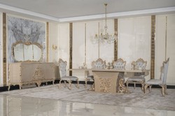 Casa Padrino ensemble de salle à manger baroque de luxe argent / gris / or - 1 Table à manger baroque & 8 Chaises à manger baroques