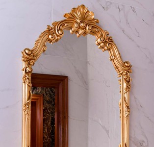 Casa Padrino Luxus Barock Spiegel Gold H. 111 cm - Prunkvoller Barockstil Wandspiegel - Made in Italy