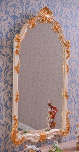 Prunkvoller Luxus Barock Spiegel Wandspiegel Weiß Gold