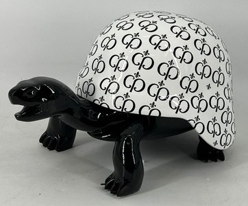 Casa Padrino Luxus Deko Figur Skulptur Schildkröte Schwarz Weiß
