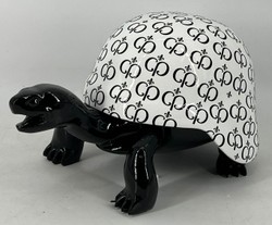 Casa Padrino Luxus Deko Figur Skulptur Schildkröte Schwarz Weiß