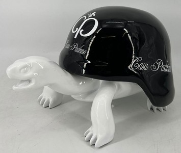 Casa Padrino Luxus Deko Figur Skulptur Schildkröte Weiß Schwarz