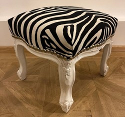 Casa Padrino repose pieds baroque au design zèbre noir / blanc - Tabouret style baroque - Meubles baroques