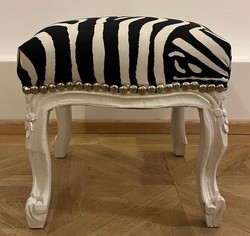 Casa Padrino repose pieds baroque au design zèbre noir / blanc - Tabouret style baroque - Meubles baroques