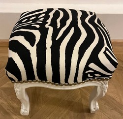 Casa Padrino repose pieds baroque au design zèbre noir / blanc - Tabouret style baroque - Meubles baroques