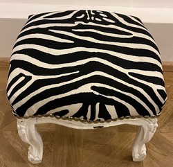 Casa Padrino repose pieds baroque au design zèbre noir / blanc - Tabouret style baroque - Meubles baroques