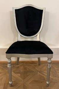Art Deco Esszimmer Stuhl Schwarz Silber
