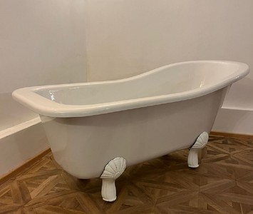 Casa Padrino baignoire Art Nouveau blanc / blanc 170 cm - Baignoire autoportante style rétro