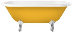 Casa Padrino bañera Art Nouveau amarillo / blanco / plata 170 cm - Bañera independiente de estilo retro