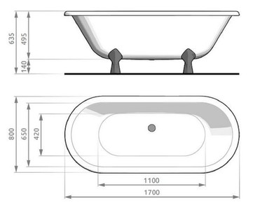 Casa Padrino Jugendstil Badewanne Schwarz / Silber 170 cm - Freistehende Retro Stil Badewanne