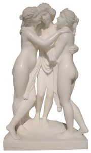 Casa Padrino escultura decorativa de jardín de mármol Art Nouveau 3 mujeres gris A. 180 cm