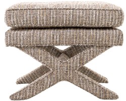 Casa Padrino sgabello di lusso beige - Sgabello rettangolare - Sgabello a croce - Mobili di lusso