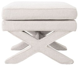 Rechteckiger Luxus Hocker Sitzhocker Kreuzhocker Cremeweiß