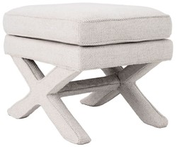 Rechteckiger Luxus Hocker Sitzhocker Kreuzhocker Cremeweiß