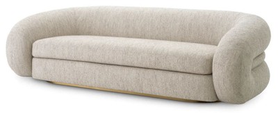 Casa Padrino divano di lusso grigio chiaro / ottone 230 cm - Mobili di lusso per soggiorno e hotel
