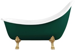 Casa Padrino Art Nouveau bathtub dark green / white / gold 180 cm - Freestanding retro style bathtub