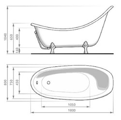 Casa Padrino Art Nouveau bathtub dark green / white / gold 180 cm - Freestanding retro style bathtub