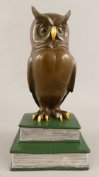 Casa Padrino figura decorativa de bronce búho sobre libros A. 22 cm - Escultura decorativa de escritorio