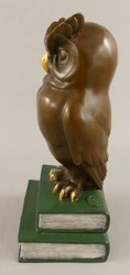 Casa Padrino figura decorativa de bronce búho sobre libros A. 22 cm - Escultura decorativa de escritorio