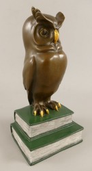 Casa Padrino figura decorativa de bronce búho sobre libros A. 22 cm - Escultura decorativa de escritorio