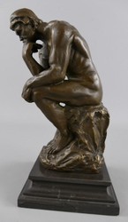 Casa Padrino Art Deco Bronze Decorative Figure The Thinker Bronze / Black H. 26 cm