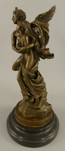 Casa Padrino Jugendstil Bronze Deko Figur Armor & Psyche Bronze / Schwarz H. 31 cm