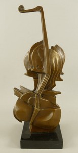 Casa Padrino escultura decorativa de bronce violín bronce / negro A. 41 cm - Decoración de escritorio abstracta