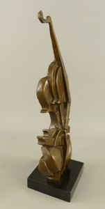 Casa Padrino Bronze Deko Skulptur Geige Bronze / Schwarz H. 41 cm - Abstrakte Schreibtisch Dekoration