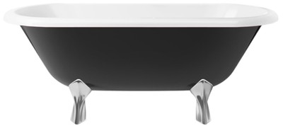 Casa Padrino baignoire Art Nouveau noir / blanc / argent 170 cm - Baignoire autoportante style rétro