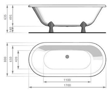 Casa Padrino Jugendstil Badewanne Schwarz / Weiß / Silber 170 cm - Freistehende Retro Stil Badewanne