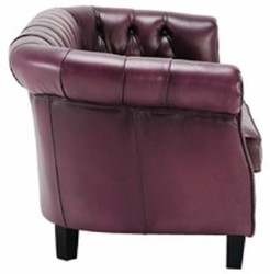 Casa Padrino canapé Chesterfield de luxe en cuir véritable violet / noir 160 cm - Meubles en cuir véritable