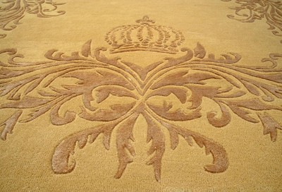 Pompöös by Casa Padrino Luxus Barock Teppich Krone von Harald Glööckler Gold 200 x 300 cm