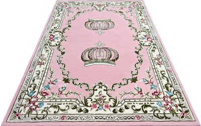Pompöös by Casa Padrino Luxus Barock Teppich Krone von Harald Glööckler Rosa 200 x 300 cm