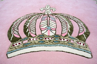 Pompöös by Casa Padrino Luxus Barock Teppich Krone von Harald Glööckler Rosa 200 x 300 cm