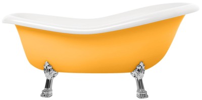 Casa Padrino Art Nouveau bathtub yellow / white / silver 168 cm - Freestanding retro style bathtub