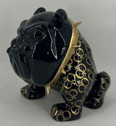 Casa Padrino figurine décorative de luxe chien bouledogue noir / or 20 cm - Sculpture décorative