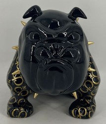 Casa Padrino figurine décorative de luxe chien bouledogue noir / or 20 cm - Sculpture décorative