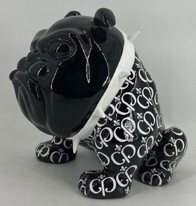 Casa Padrino Luxus Deko Figur Skulptur Hund Bulldogge Schwarz Weiß