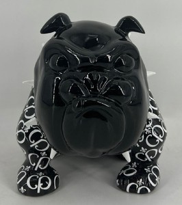 Casa Padrino Luxus Deko Figur Hund Bulldogge Schwarz / Weiß 20 cm - Deko Skulptur