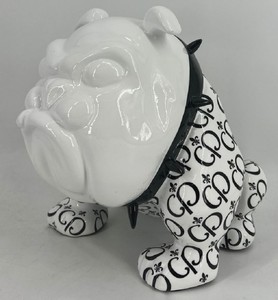 Casa Padrino Luxus Deko Figur Skulptur Hund Bulldogge Weiß Schwarz